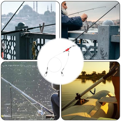 12pcs Fishing Wire Leader : Heavy Duty Leader Rigging Tackle for Pike Muskie Walleye - Anti-Bite Fishing Wire Leash with Swivels Snap for Saltwater Freshwater