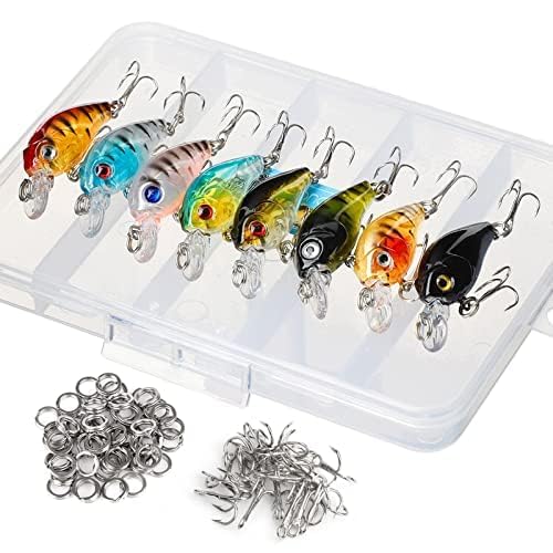 DONQL Crankbaits for Bass Fishing, Minnow Fishing Lure Baits Kit, Wobbler Topwater Lures with Hooks Hard Popper Lures for Saltwater Freshwater Fishing Trout Bass Perch Salmon (Type 1-4.5 cm / 4g)