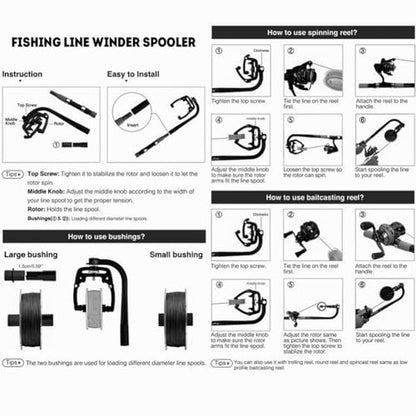 Fishing Line Winder Fishing Line Spooler Adjustable Table Clamp Fishing Reel Machine Wire Winding Reclaimer Equipment