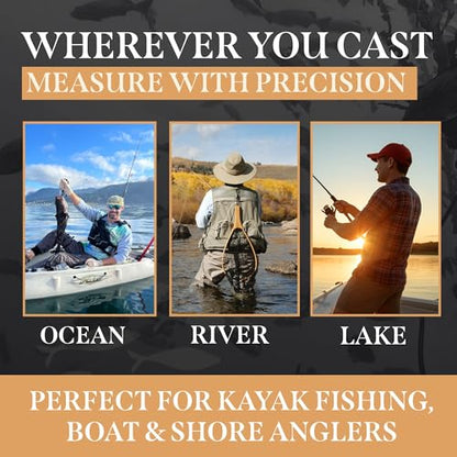 Roll-up & Slap-on Premium Fishing Tape Measure - Easy-to-Read Catch and Release Fish Measuring Device for Boat & Kayak Accessories - Compact & Extendable Fish Ruler (Black - 24" Inches) - color: Black