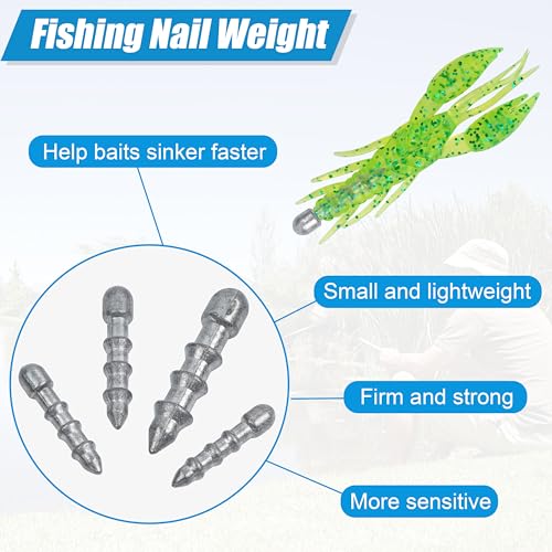 Nail Weights for Bass Fishing Sinkers Weights,40pcs Wacky Worm Weights Insert Sinkers Weights for Plastic Wacky Rig Bass Fishing - style: 1/25oz - 40pcs