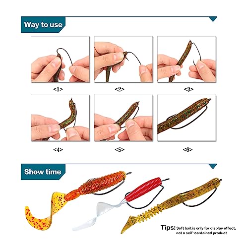 50pcs Fishing Worm Hooks High Carbon Steel Wide Gap Offset Saltwater Freshwater Extra Strong Circle Jig Worm Fishing Hooks for Bass Trout with Box Packed #1/0-5/0 - color: silver