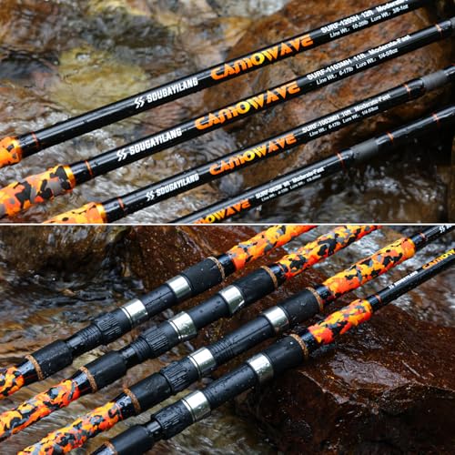 Sougayilang Surf Spinning Fishing Rod Carbon Travel Surf Rod M/MH 3 Piece Spinning Fishing Rod 9'/10'/11'/12' - color: orange, size: 11ft-Spinning-3Pc-MH
