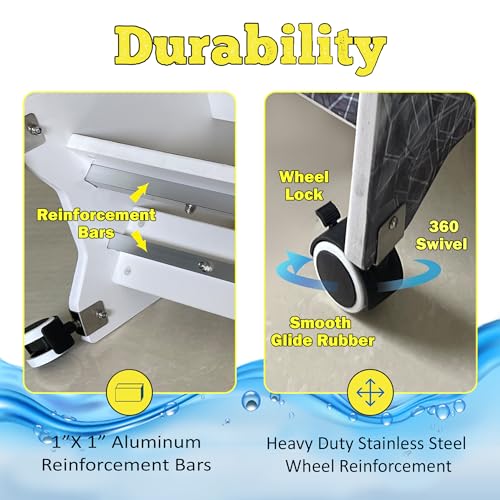 Rush Creek Creations Reel Salty Waterproof Marine Grade 16 Rolling Fishing Rod Holder Dock/Garage Storage Rack, Father's Day Gift, Gift for Dad and Grandpa, Gray/White, 29.8" L x 11.6" W x 30.9" H - style: Rolling Rod Rack