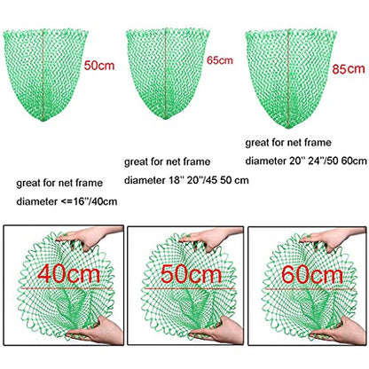 Fishing Net Replacement Netting Fishing Landing Net Replacement Net for Freshwater Saltwater Fishing Green 6 Sizes - color: Diameter 24inch/60cm