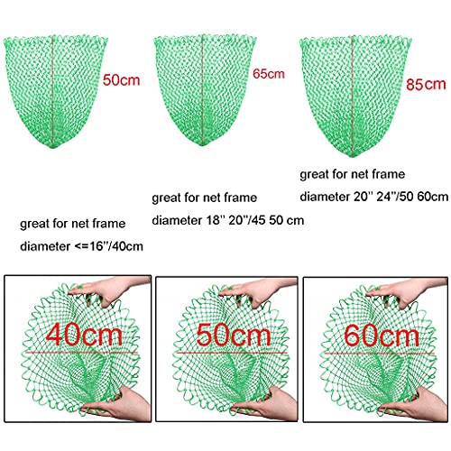 Fishing Net Replacement Netting Fishing Landing Net Replacement Net for Freshwater Saltwater Fishing Green 6 Sizes - color: Diameter 16inch/40cm