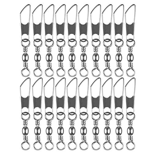 30pcs Eight-Character Fishing Rolling Swivels Fishing Hook Connector Tackle Fishing Rolling Rings (Silver Size 4) - size: 12