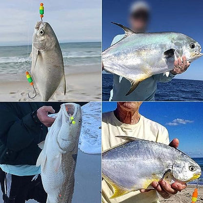 Pompano-Rigs-for-Surf-Fishing-Saltwater-Gear with Double Circle & Wide Gap Hook-6-Pack Surf Fishing Tackle - color: Neon Yellow 6-Pack, size: 2/0 Circle Hook