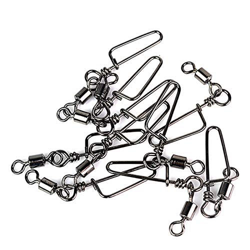 100pcs High-Strength Coastlock Swivels 145LP Ball Bearing Fishing Snaps and Swivels Fishing Rolling Swivel Coastlock Snap Duck Decoy Rig Snap Swivels Texas Rig Decoy Swivel Clips