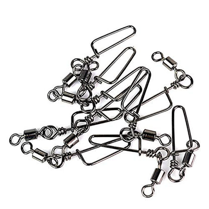 100pcs High-Strength Coastlock Swivels 145LP Ball Bearing Fishing Snaps and Swivels Fishing Rolling Swivel Coastlock Snap Duck Decoy Rig Snap Swivels Texas Rig Decoy Swivel Clips