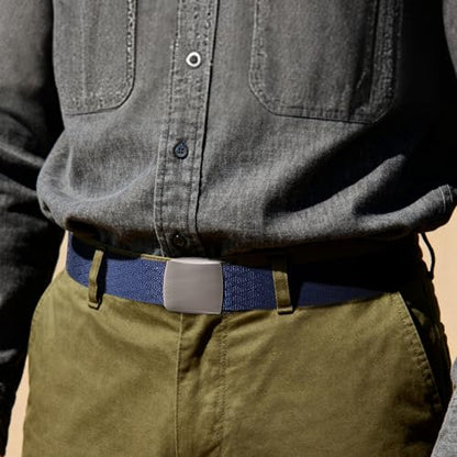 Mile High Life | Nylon Web Belt | Outdoor Military Belt | TSA Safe Buckle Plastic/Metal - color: Navy Metal