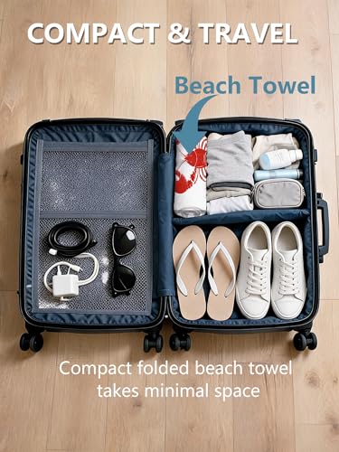 Blue Striped Red Lobster Print Beach Towel with Clips Set - Preppy Summer Coastal Crawfish Large Sand Free Towel 30x60 Inch for Beach Camping Swim Pool Gym Sports & Yoga - color: Btowels04