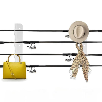 1-Pair Acrylic Fishing Rod Rack, Heavy Duty Wall Mount Holder for Garage Display, Clear 3-Pole Space-Saving Organizer Stand with Screws Included