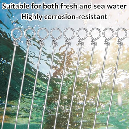 100 Packs Fishing Looped Spinner Shaft Looped Wire Spinner Parts, Stainless Steel Spinner Bait Wire Fishing Lure Making Supplies for Freshwater Bass Trout Walleye Salmon