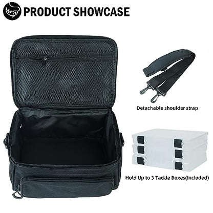 Fishing Tackle Bags Portable Fishing Tackle Storage Pack for Saltwater or Freshwater Fishing Bags with 3 Tackle Trays Padded Shoulder Strap
