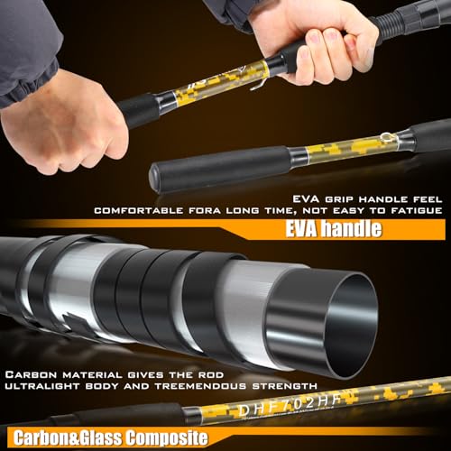 Sougayilang Spinning Rod Combo - MH Action Fishing Pole with Bait Feeder Reel for Catfish, Salmon, Steelhead Freshwater Saltwater Fishing- 7'0"/7'6" - size: 7'6"