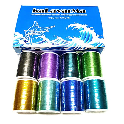 (8pcs*240yd) Kalavarma Rod Wrapping Thread for Fishing Rod Wrapping Thread Rod Building Repair - style: Metallic klm012
