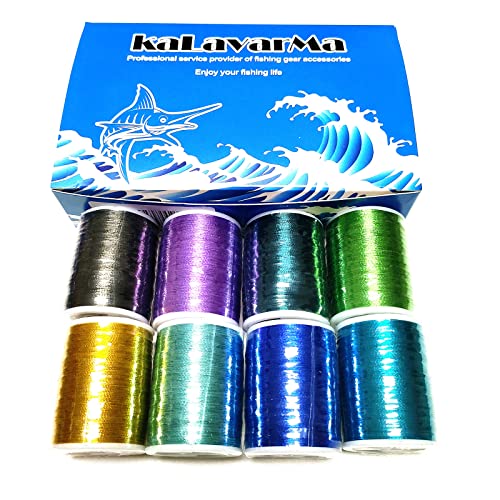 (8pcs*240yd) Kalavarma Rod Wrapping Thread for Fishing Rod Wrapping Thread Rod Building Repair - style: Metallic klm012