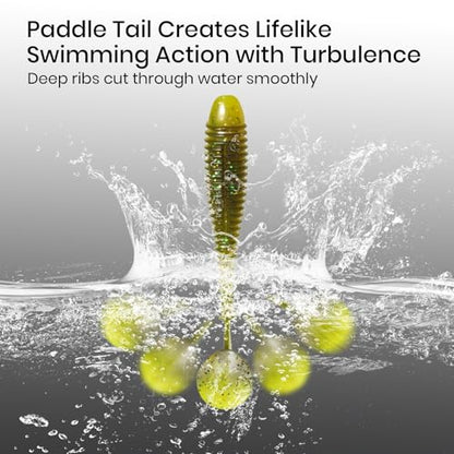 Pristis SwingShad, 35 pcs 3'' Paddle Tail Swimbaits, Soft Plastic Fishing Lures for Bass Crappie Smallmouth, Durable Swim Baits Sinking Swimmer Kit for Saltwater Freshwater Texas Carolina Fitness Rig - color: Common Shiner