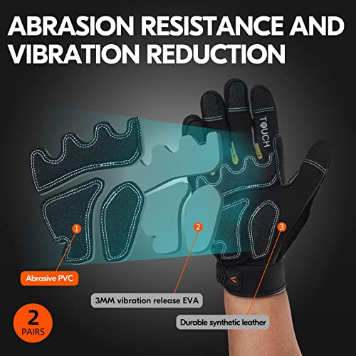 Vgo 2-Pairs Safety Work Gloves - Mechanics, Impact, Anti-Vibration, Rigger, Heavy Duty (M, Black, SL8849IP) - color: Gold&black-regular, size: Medium (2 Pairs)