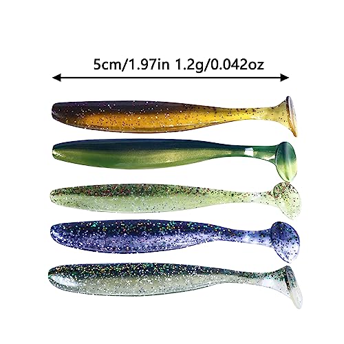 Paddle Tail Swimbaits,Soft Plastic Fishing Lures Swim Baits for Bass Fishing,30/50pcs with Box,Soft Plastic Swimbaits for Bass Trout Crappie Lures Kit for Saltwater Freshwater - color: A:1.97in/0.042oz-50pcs