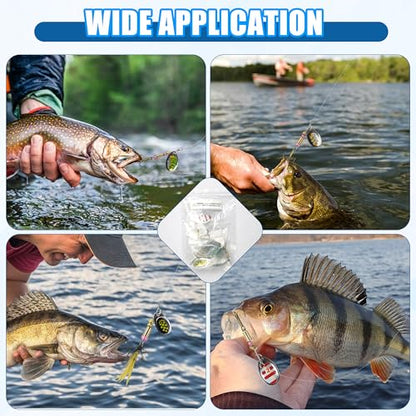 Fishing Lures Spinnerbait Kit Rooster Bait Tail Fishing Lures Inline Spinner Baits Bass Salmon Trout Spoon Hard Metal Spinnerbaits for Saltwater Freshwater - style: 5pcs-(2.2"-2.36")-(0.13oz)