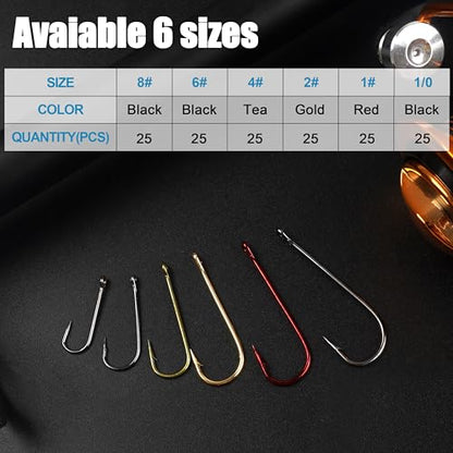 Crappie Hooks Panfish Fishing Hook Set,150pcs Aberdeen Crappie Hooks Long Shank Jig Fishing Hooks Offset Light Wire Fishing Hooks High Carbon Steel Freshwater Bass Catfish Trout