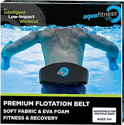 New Aqua Water Fitness Deluxe Flotation Belt – Adult Aquatic Swim Belt for Water Aerobics and Other Pool Exercise – Black/Blue