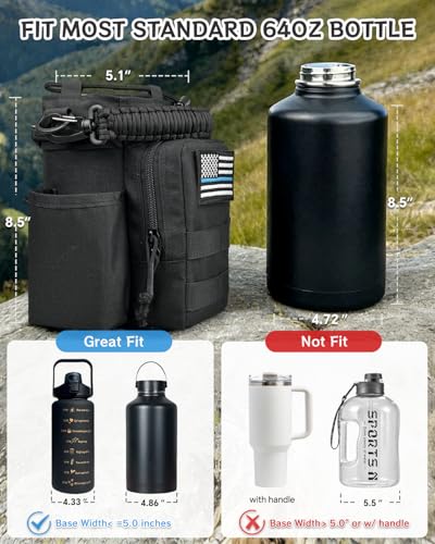 COOLYARD Water Bottle Holder with Strap Crossbody Sling Carrier Bag with Phone Pocket Molle Tactical Pouch for Walking Hiking Camping Gym Travel - color: Black