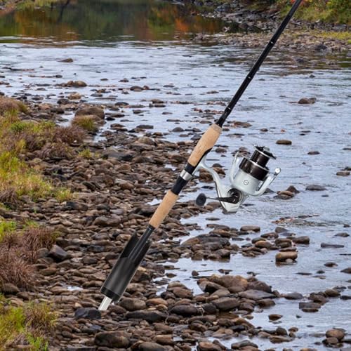 GANAZONO Heavy Duty Fishing Rod Holder Sand Spike Metal Ground Rod Support Stand for Beach and Bank Fishing Single Black Pole Holder