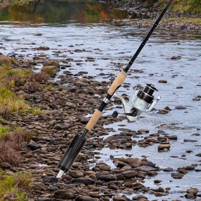 GANAZONO Heavy Duty Fishing Rod Holder Sand Spike Metal Ground Rod Support Stand for Beach and Bank Fishing Single Black Pole Holder