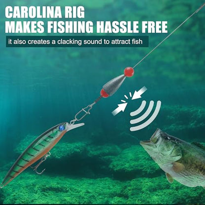 Carolina Rigs for Bass Fishing, Pre Rigged Carolina Catfish Rigs Kit Ready Tied Steel Fishing Leaders with Bullet Fishing Weights Beads for Saltwater Freshwater 3/8oz 1/2oz 3/4oz - size: 3/8oz(10g), style: 10pcs