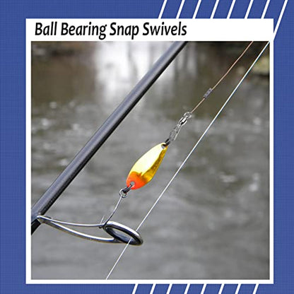 AMYSPORTS High Strength Snap Swivel Stainless Split Rings Fishing Swivel Freshwater Ball Bearing Swivels Fishing Saltwater, 25pcs, 30lbs - size: Size 3+3(72lb) 25 pcs