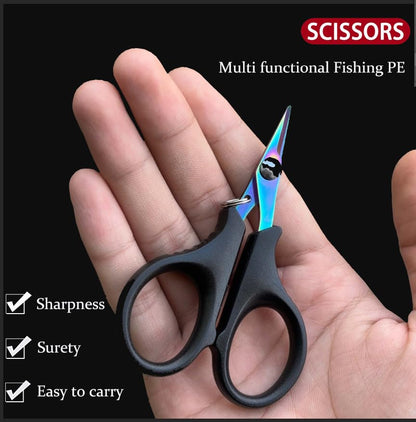 2 Piece Fishing Scissors for Braided Line Fishing Line Cutter Saltwater and Freshwater Portable Braided Line Cutter Stainless Steel with Titanium Coating Fishing with Retractable Coil Lanyards