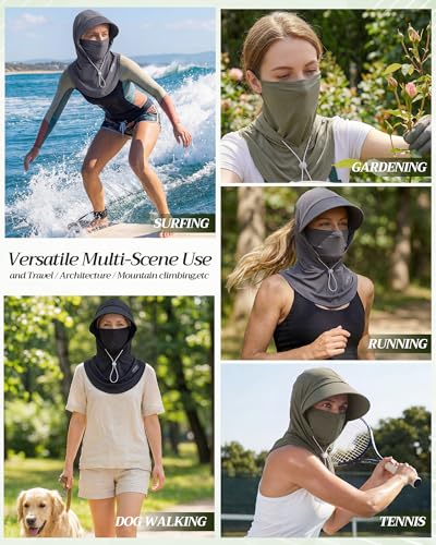 Shihanee 3 Pack Balaclava Face Mask Sun Protection Hood Cooling Breathable Full Head Mask for Men Women Fishing Cycling - color: Black,army Green,dark Gray