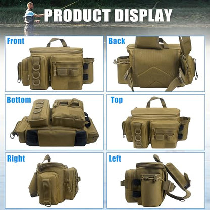 OROOTL Fishing Tackle Storage Bag, Sling Waist Backpack with Adjustable Widen Shoulder Straps Large Capacity Fishing Crossbody Bag Lightweight Gear Organizer for Fishing Camping Hiking and More