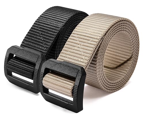 CHAOREN Tactical Belt Men – Nylon EDC Belt for Military CCW - color: Black and Khaki, size: X-Large