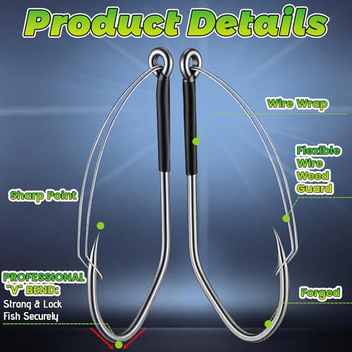 70 Pcs Weedless Wacky Rig Hooks Professional V Bass Fishing Worm Hooks Carbon Steel Fishing Lure Baits for Freshwater Saltwater - size: 1/0