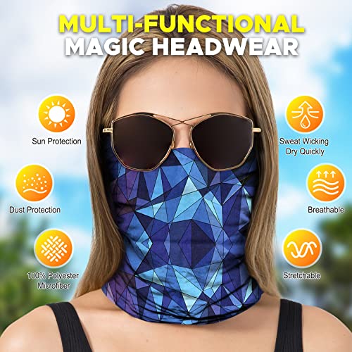 JOEYOUNG Headwear, Bandana, Neck Gaiter Head Wrap Headband Balaclava Magic Scarf - color: A- Blue
