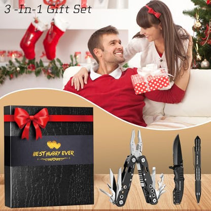Men Gifts for Hubby from Wife, Multi tools Gift Set "BEST HUBBY EVER" with Multitool Pliers, Pocket Knife, Tactical Pen, Stocking Stuffers EDC Multi-tools(BEST HUBBY EVER) - style: Gifts for Husband "BEST HUBBY EVER"