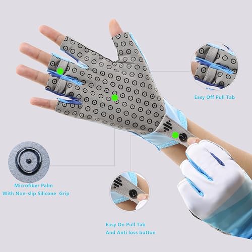 UPF 50+ Sun Gloves Uv Protection,Fingerless Men Women Gloves for Fishing Glfing Kayaking Hiking Sailing Driving - color: Grey, size: Large-X-Large