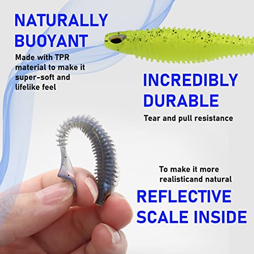 50 Pcs Soft Plastic Fishing Lures, 2.75"/3.15" Paddle Tail Minnow Shad Worms Swimbaits for Bass Fishing Texas Rigs Trout Crawfish Fishing for Saltwater Freshwater - color: Paddle Tail 50pcs