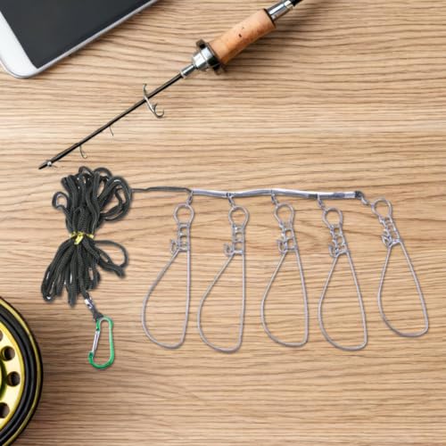 ARTIBETTER 3 Sets Stainless Steel Fish Stringer with 5-Lock Structure, Saltwater Corrosion Resistant Live Fish Lock for Oceans and Individual Fishing Trips, Convenient Capture and Release
