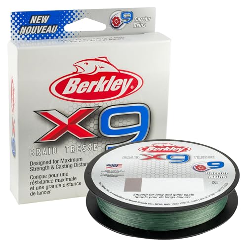 Berkley x9 Braid Fishing Line - color: Low-Vis Green, size: 164yd, style: 15lb Test