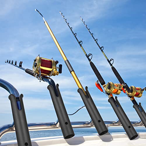Zhanmai 6 Pcs Fishing Rod Holder Bracket Portable Boat Side Mount Tool Holder Tube Wall Mounted Fishing Pole Holders Fishing Rod Rack with Screws for Boat Kayak Fishing Cooler Trailer, Black