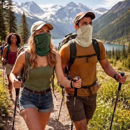 Geyoga 3 Pcs Cooling Neck Gaiter for Men Women Breathable Mesh UV Protection Summer Neck Cover with Mesh Hole Strap Neck Wrap - color: Light Khaki, Grass Green, Army Green