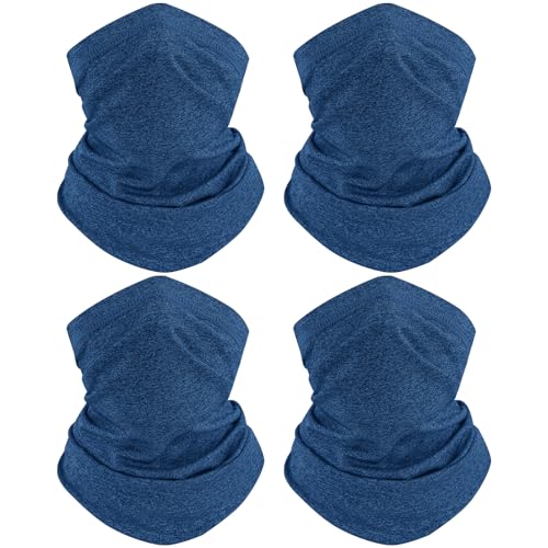 TICONN Neck Gaiter Face Cover Scarf, Neck Warmer Breathable Sun & Wind-proof for Skiing Fishing Hiking Cycling - color: Navy Blue-4pk, style: Quick Dry