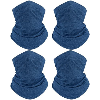 TICONN Neck Gaiter Face Cover Scarf, Neck Warmer Breathable Sun & Wind-proof for Skiing Fishing Hiking Cycling - color: Navy Blue-4pk, style: Quick Dry