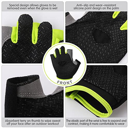 Xtinmee 4 Pairs UV Protection Fishing Gloves Half Finger Sun Rowing Gloves for Women Men Outdoor Kayaking Hiking Paddling Driving Canoeing Sailing, 4 Styles, XL