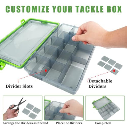 8 Pcs Fishing Tackle Boxes with Adjustable Dividers Waterproof Clear Fishing Tackle Storage Organizer Airtight Plastic Tackle Box for Lure Bait Hook Terminal Tackle(Large)